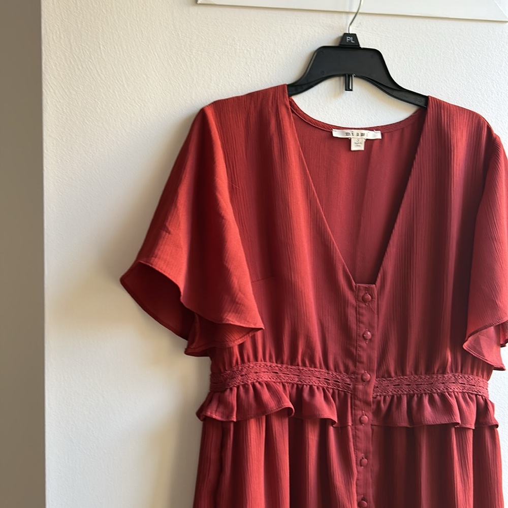 Miami Red Button-Down Ruffle Dress - Picture 3 of 5